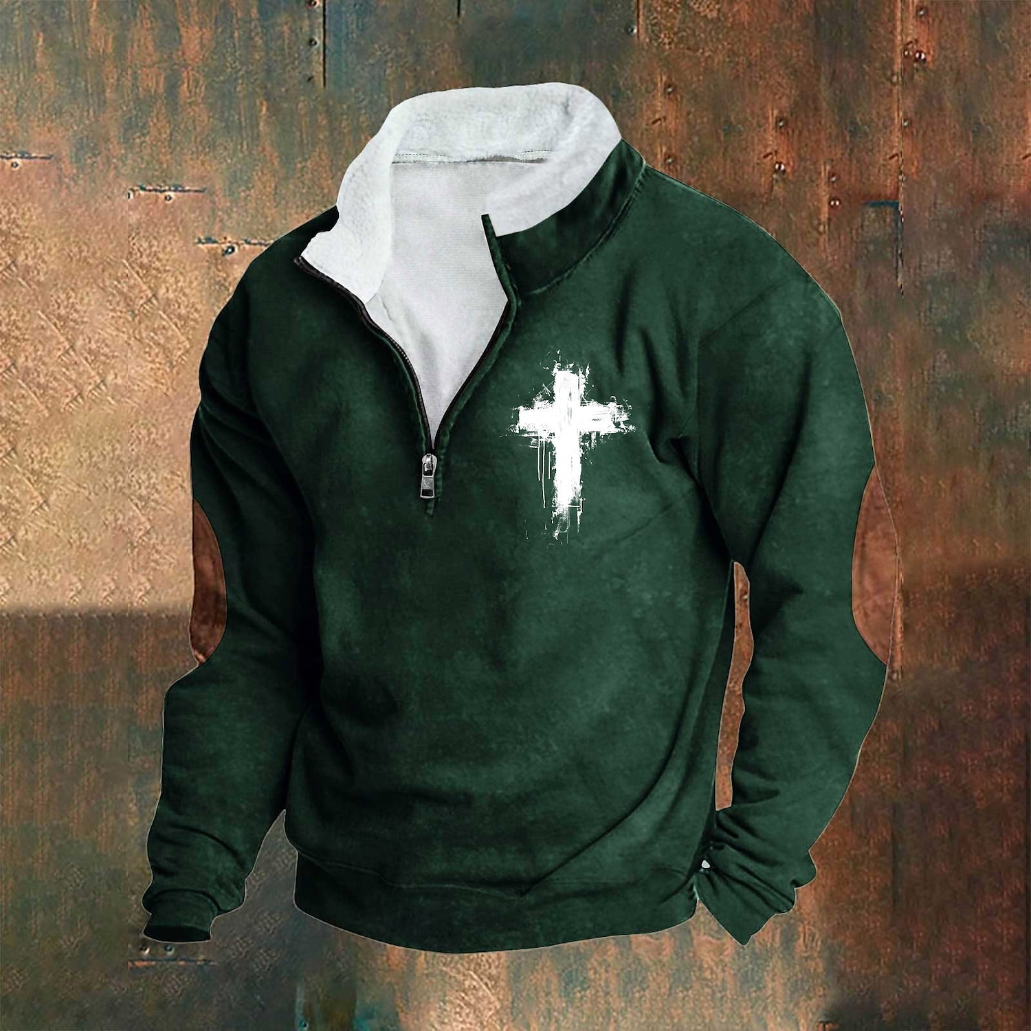 Herren Sweatshirt Viertelreißverschluss Sweatshirt Schwarz Weiß Wein Armeegrün Königsblau Halber Reißverschluss Farbblock Kreuz Halber Reißverschluss Druck Sport & Outdoor Täglich Ferien Polyester 2025 - $23.99 –P5