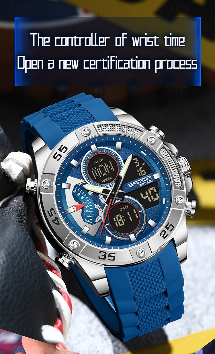 Sanda 5104 luxe elektronisch studentenhorloge, multifunctioneel, waterdicht, sporthorloge, staptijd, mode elektronisch studentenhorloge 2025 - $35.99 –P3