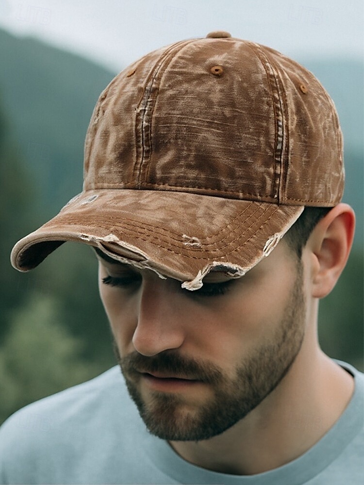 Pánská vintage džínová baseballová čepice s potiskem – nastavitelná čepice z prané bavlny pro outdoorové sporty, cestování a běžné nošení 2025 - $14.99 –P1