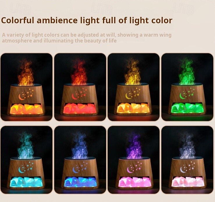 1 Pc Natural Rock Aromatherapy Machine Humidifier Colorful Flame Atmosphere Light with Essential Oil Addition Hollow Star Moon Salt Stone Decorative Light Remote Control Timing DC24V Plug 2025 - GBP £23 –P16