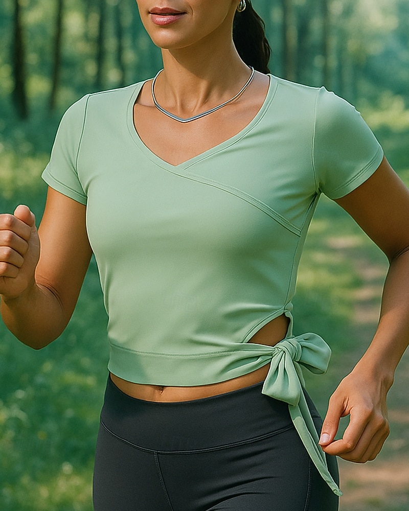 Dámské Koşu Tişörtü Běžecký top Štíhlý Krátký rukáv Tričko Do V Jednobarevné Rychleschnoucí Lehká váha Prodyšné Tenis Golf Běh sportovní oblečení Sportovní oděvy Černá Fialová Trávová zelená 2025 - $17.99 –P1
