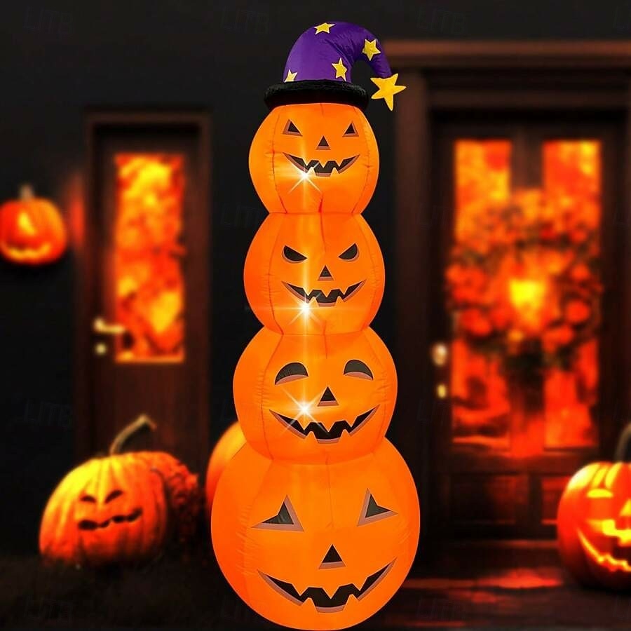 1 Pc 2.4M Halloween Inflatable Pumpkin Luminous Strip Lamp Air Model Courtyard Garden Lawn Path Halloween Party Atmosphere Decorative Lights 2025 - $81.99 –P2