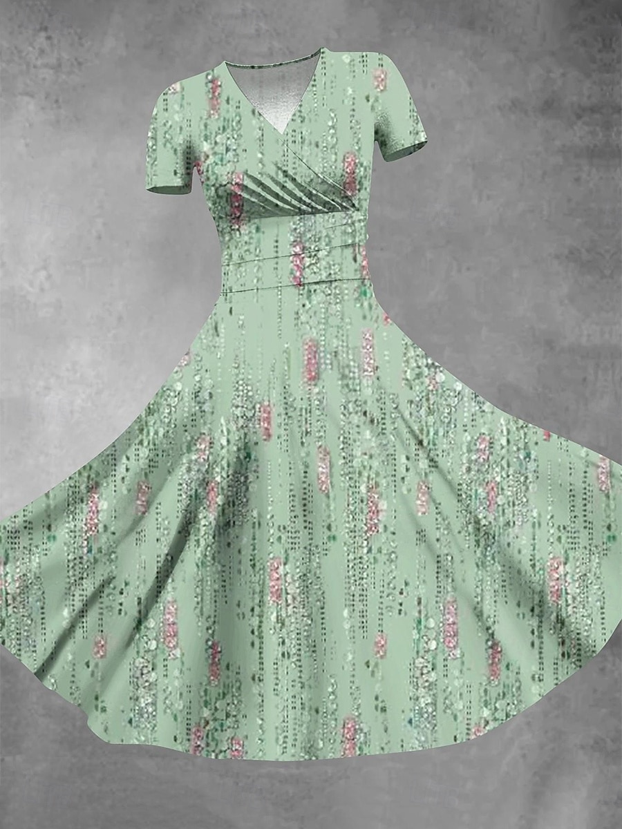 Femmes Robe Midi Robe d'été Robe ajustée et évasée Fête Occasionnel Quotidien Fête Coupe régulière Graphique Abstrait Manche Courte Col en V Rose Claire Bleu Vert Été de 2025 ? $27.99 –P2