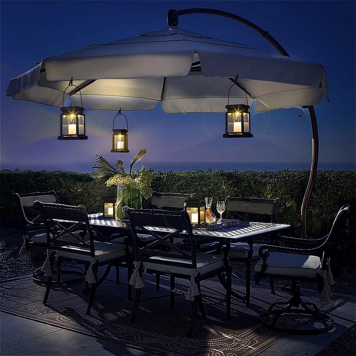 Lanterne solari da esterno impermeabili da giardino, appese, con fiamma tremolante, a LED, senza candele, luci ad energia solare per decorazioni da giardino, tavolo, ombrellone da patio. del 2025 a $15.99 –P4