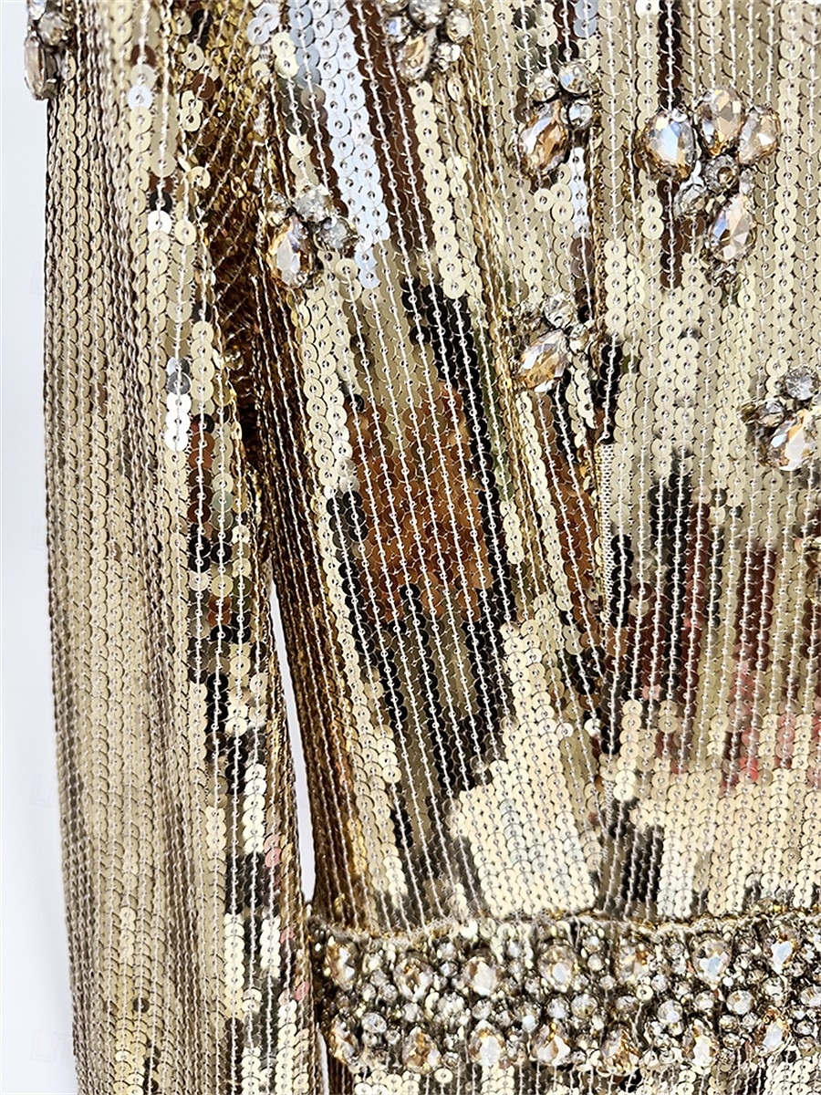 Robe Quinceanera Sirène  Trompette Robes Élégante Robe de Mariage Formelle Longueur Maxi Manches Longues Col Rond Pailletée avec Paillettes de 2025 ? $179.99 –P7