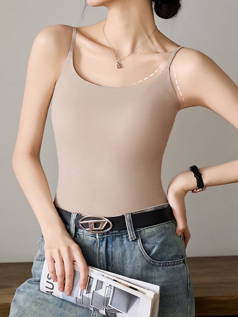 Γυναικεία Καμισόλ Tank Top Συμπαγές Χρώμα Καθημερινά Αμάνικο Λαιμόκοψη U Κανονικά μπλουζάκια Μαύρο Λευκό Ανοικτό Καφέ Καφέ Χακί Καλοκαίρι Άνοιξη 2026 - $21.99 –P10