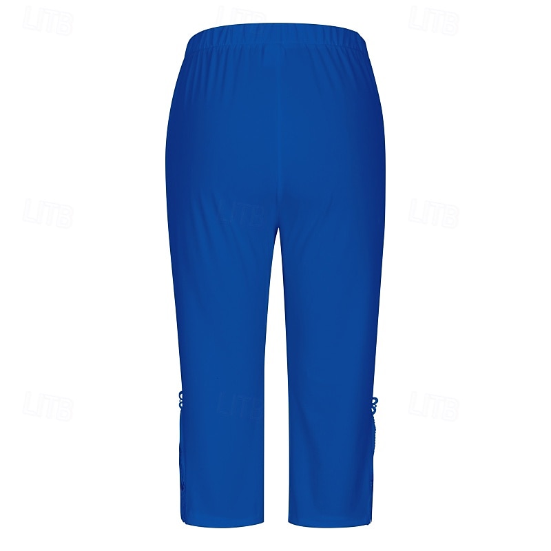 Damen Caprihose Leggings Streetwear Lässig Wadenlang Natürliche Taille Einfach Spitze Patchwork Elastischer Bund Bequem Außenbereich Outdoor Urlaub Alltagstauglich Wein Hellhimmelblau Schwarz Gelb 2025 - $14.99 –P10