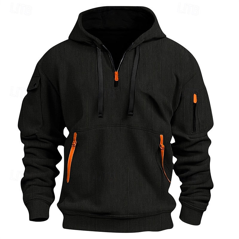 Men's Hoodie Quarter Zip Hoodie Black White Red Blue Khaki Hooded Plain Pocket Textured Sports & Outdoor Daily Holiday Polyester Streetwear Basic Casual Spring Autumn / Fall Clothing Apparel Hoodies 2025 - $29.99 –P5