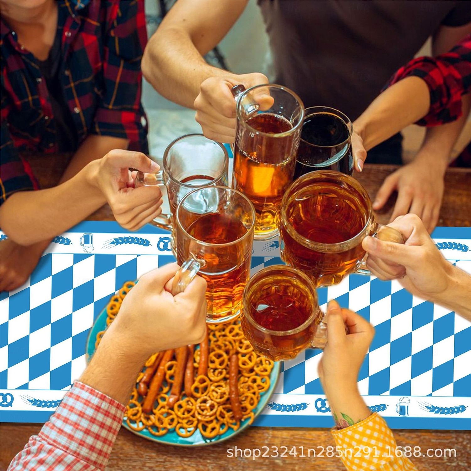 Confezione da 5 tovaglie Oktoberfest blu &Tovaglie a quadretti bianchi per forniture per la festa del tè dell'Oktoberfest, tovaglia rettangolare in plastica per campeggio, picnic, matrimonio, festa di del 2025 a $15.99 –P1