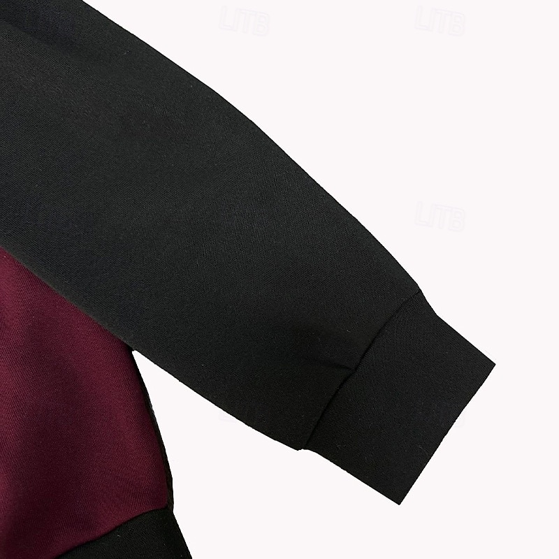 Herr Huvtröja Tröja med tröja Huvtröja i fleece Vin Armégrön Marinblå Grå Huva Färgblock Lappverk Färgblock Ledigt Dagligen Sport Polyester Streetwear Häftig Sportkläder Höst Vinter Kläder Pull Tröjor 2026 - E£1022.81 –P7