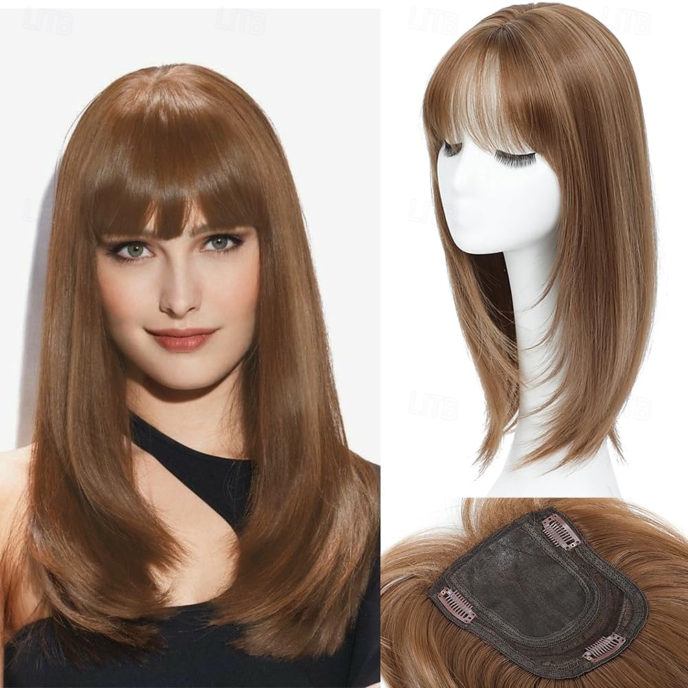 Hair Toppers for Women with Thinning Hair 360 3D Toppers Hair Pieces for Women French Clip in Bangs 18 Inch Curly Wavy 2025 - $20.99 –P10