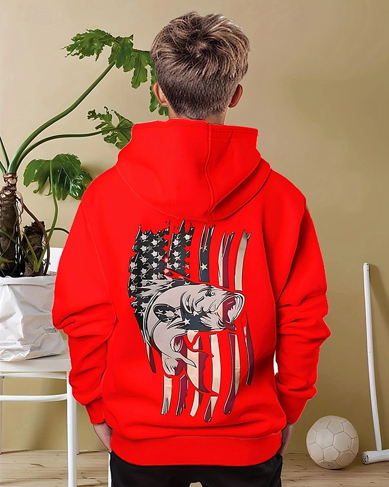 Ragazzi 3D Bandiera Felpa con Cappuccio Manica Lunga Primavera Autunno Moda Streetwear Bambini 4-12 Anni Con cappuccio All'aperto Casuale Quotidiano Vestibilità regolare del 2025 a $18.99 –P1