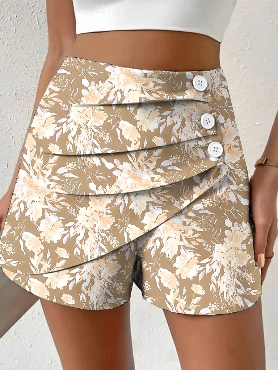 Dámské Kalhoty chinos Kraťasy prázdniny Vinobraní Etnický styl Krátký Vysoký pas Květinový Grafika Plisé Lehce elastické Dovolená ulice Denní Tiffany tyrkysová Žlutá Rubínově červená Trávová zelená 2025 - $17.99 –P2