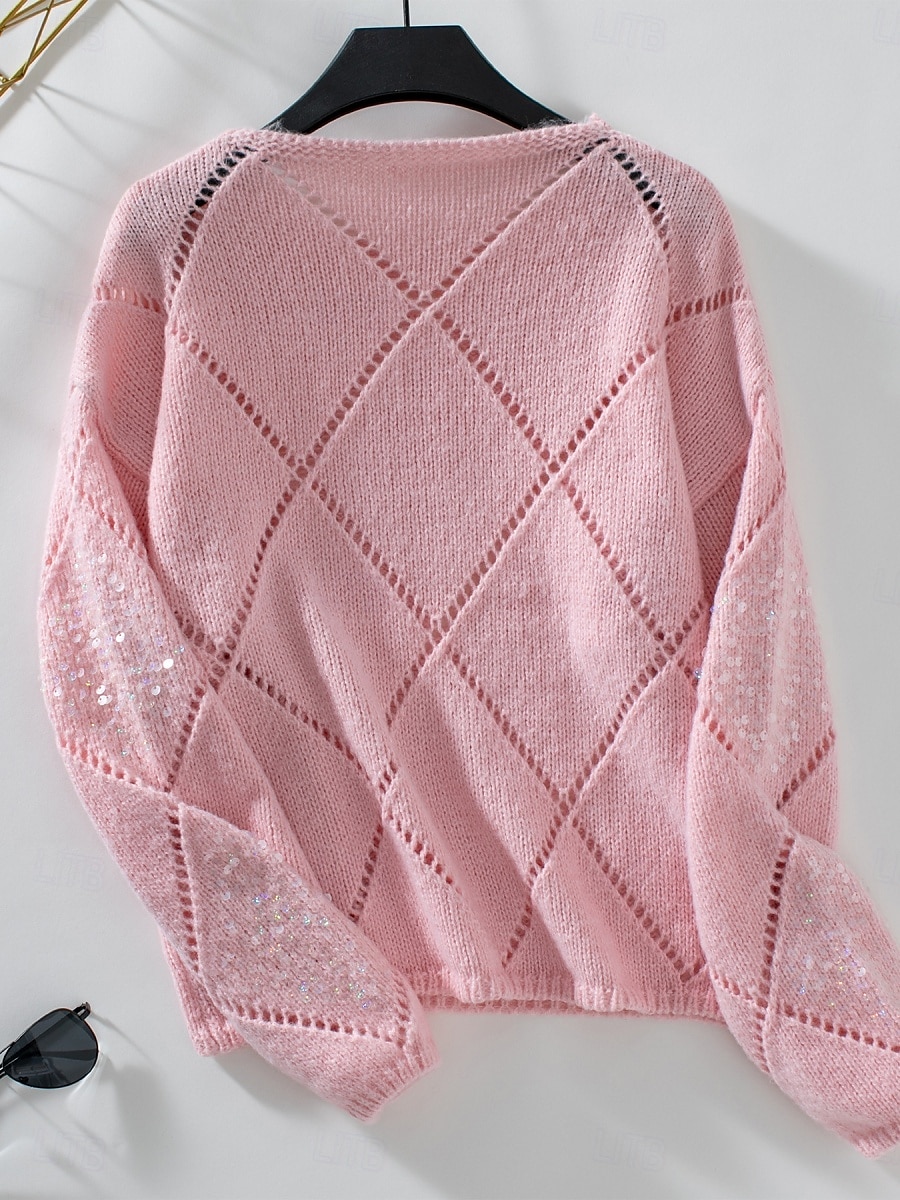 Per donna Felpa Casual Morbido Colore Puro A Coste Girocollo Lavorato a maglia Manica Lunga Top Regolari Maglia All'aperto Quotidiano Weekend Rosa Blu Autunno del 2025 a $39.99 –P12