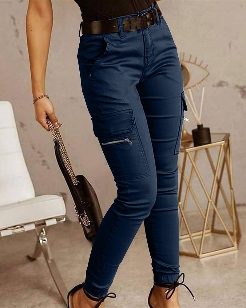 Women's Cargo Pants Pants Trousers Fashion Streetwear Full Length Natural Solid Colored Pocket Comfortable Micro-elastic Sports & Outdoor Daily Wear Dark Brown Black Light Green Army Green Spring Fall 2025 - $24.99 –P8