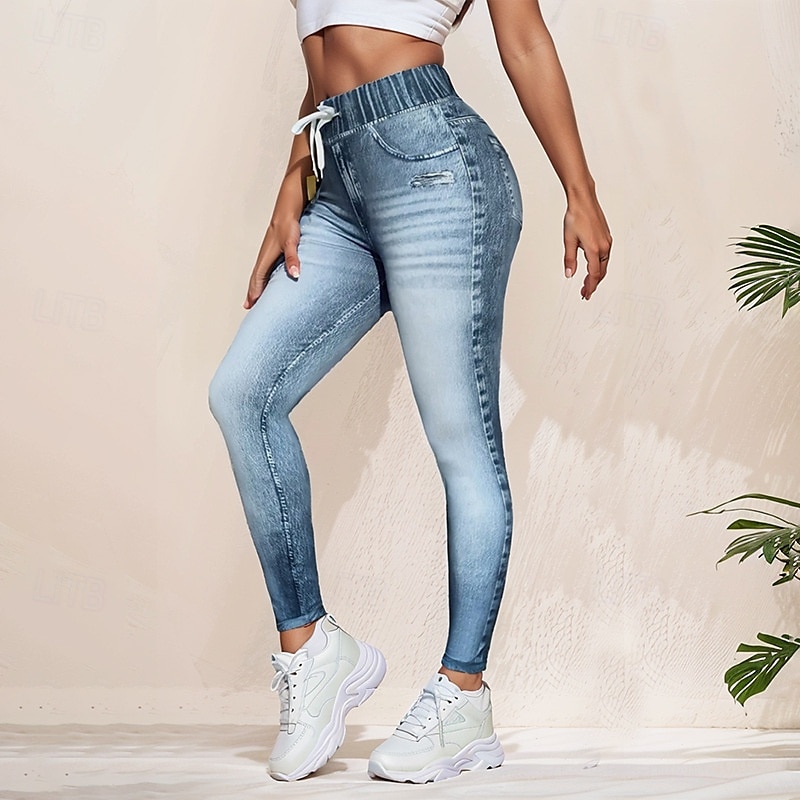 Per donna Collant Leggings Streetwear Casual Lunghezza intera Vita Alta Semplice Elastico in vita Traspirabilità Elasticizzato Vacanza Sport & Outdoor Abbigliamento quotidiano Blu Estate Vestibilit del 2025 a $14.99 –P1
