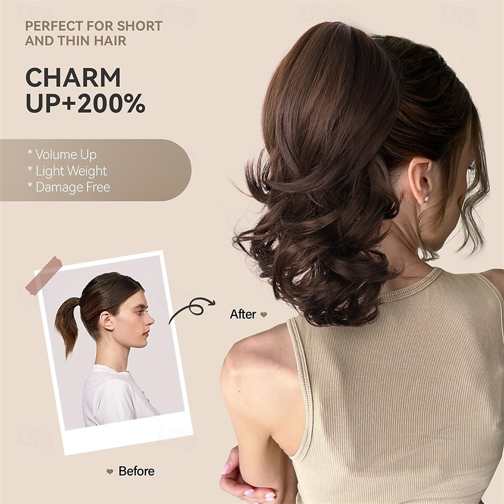 14 Inch Blonde Ponytail Extension - Wavy Pony Tails Hair Extensions Claw Clip Ponytail Extension Synthetic Hair Extensions Ponytail Clip on Ponytails for Women (Dark Blonde With Beige 2025 - $11.49 –P2