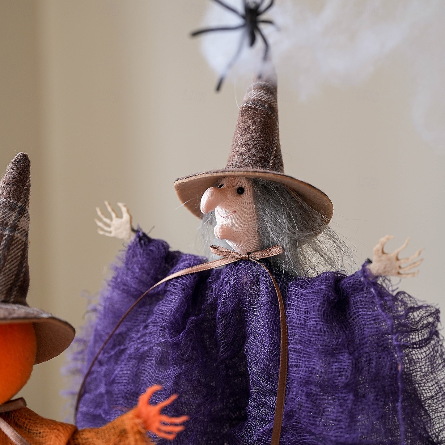 1ks halloweenská čarodějnická ozdoba s dýní, duchem a síťovanou výzdobou - strašidelná závěsná dekorace na závěsný stůl ve stylu strašidelného domu pro domov, zahradu nebo kancelář 2025 - $7.99 –P5