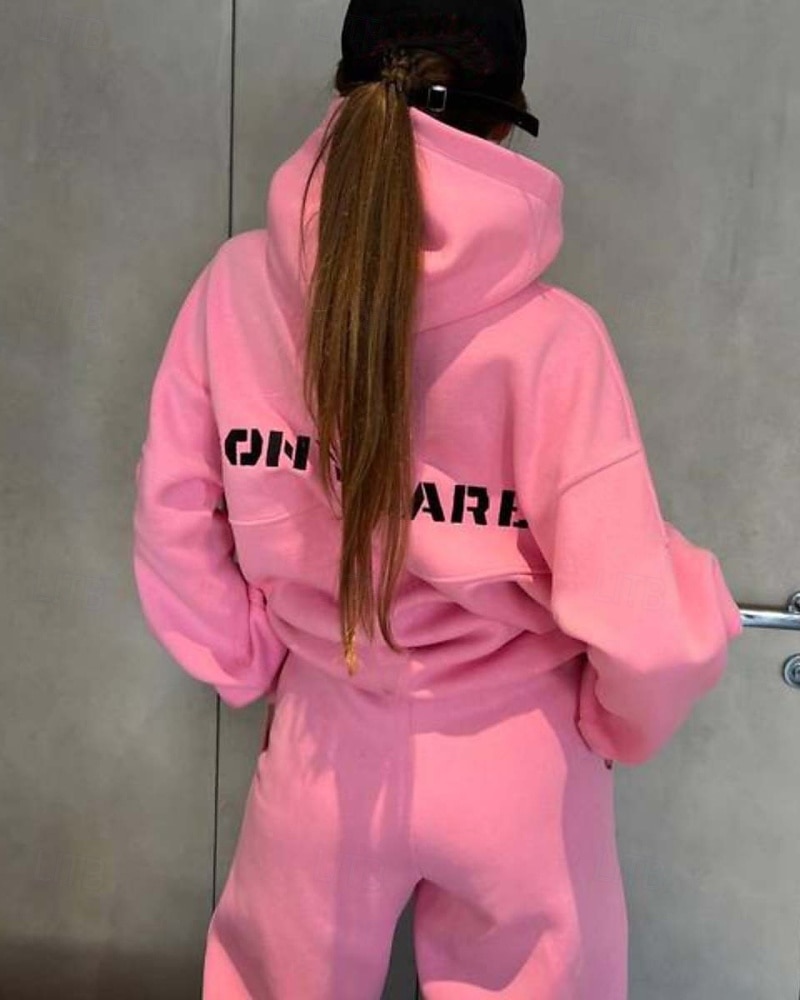 Dames Trainingspak Joggingbroeken Trainingsbroek Kant Zak Brief Sportoutfits Herfst Zwart Roze Training Sportkleding Hardlopen Thermisch Warm Winddicht Lange mouw Sport Sportkleding Rekbaar Normale 2026 - $40.99 –P4