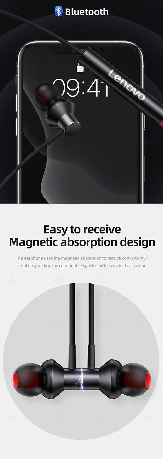Origial Lenovo HE05X Bluetooth 5.0 Magnetic Absorption In-ear Design Earphones Skin-touching Headset HiFi Sound Headphones 2025 - $18.99 –P4