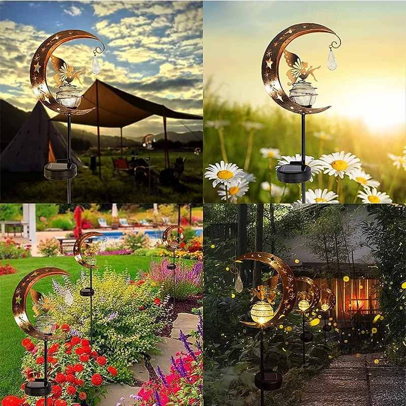 1 pz luce solare da giardino luce decorativa per esterni luce luna fata angelo luce da prato luce calda impermeabile luce a led per villa cortile canale prato terrazza decorazione da giardino del 2026 a $25.99 –P4