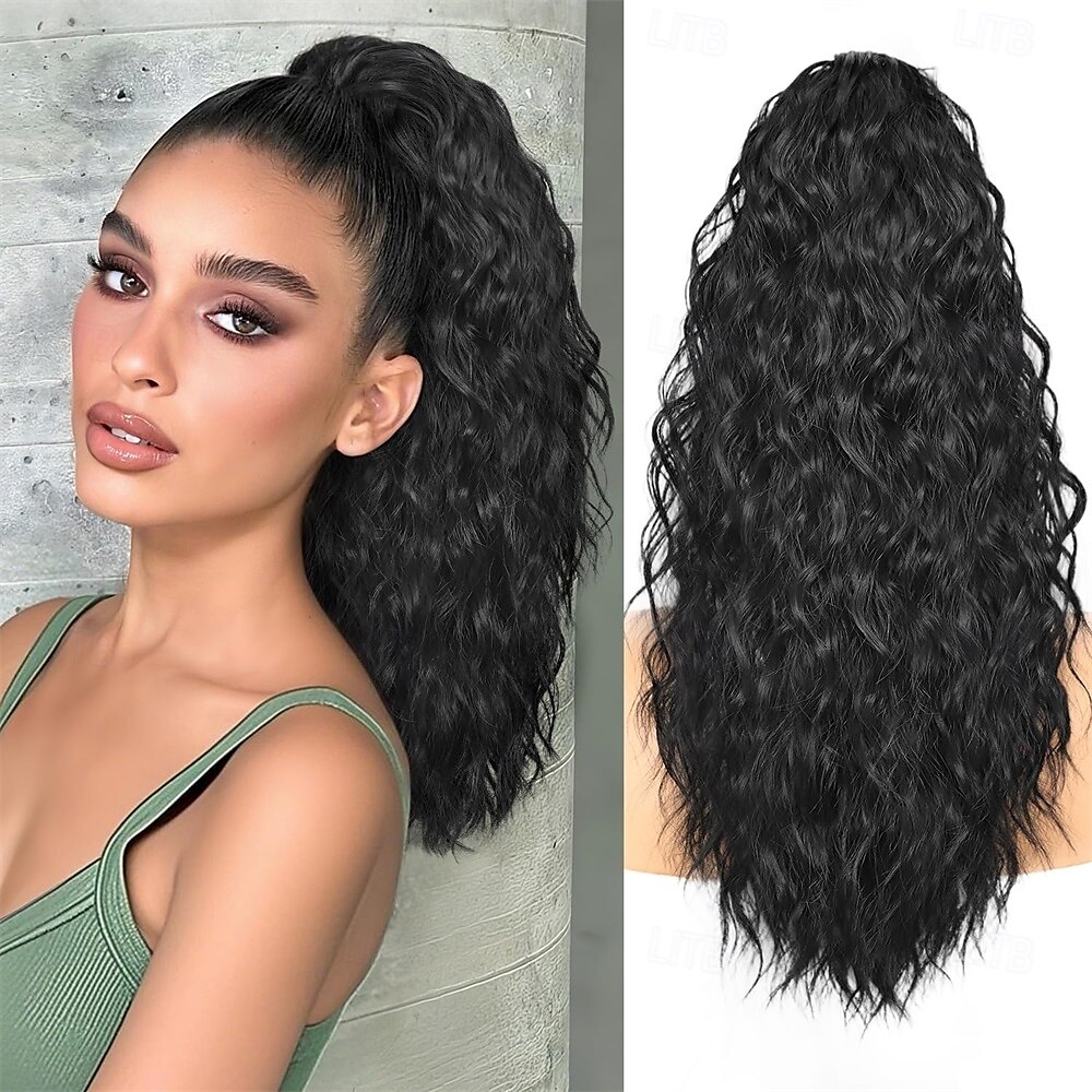 Extension per coda di cavallo con clip a artiglio, code di cavallo ondulate da 18 pollici, extension per capelli a strati, soffici, con clip per donne, posticci sintetici, nero ombré, biondo misto. del 2025 a $21.99 –P4