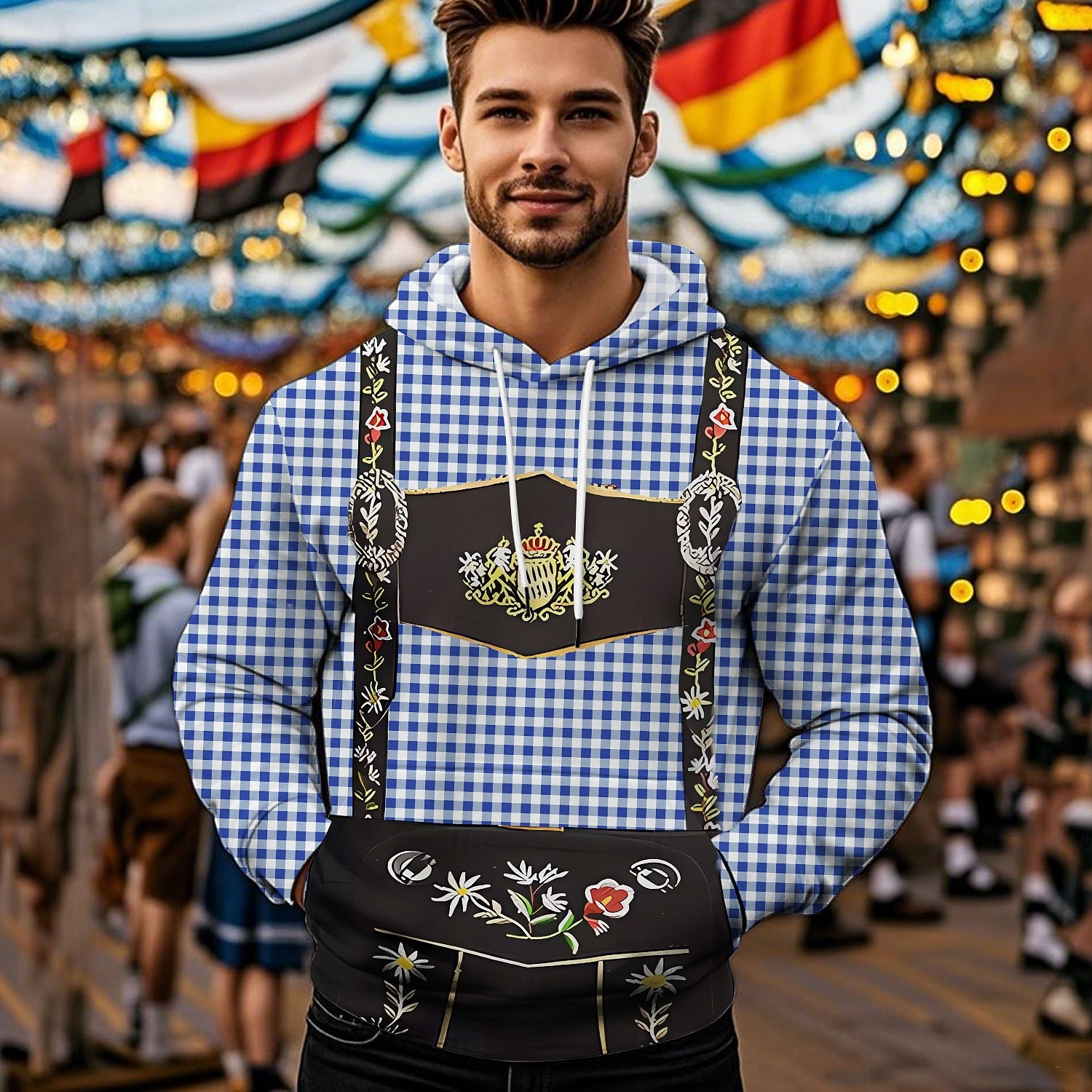 Bluza z Kapturem Nadruk Codzienny bawarski Biskup Przednia kieszeń Graficzny na Męskie Dla dorosłych Druk 3D  Do Karnawał Piwo Oktoberfest Urlop Impreza 2026 - $29.99 –P2
