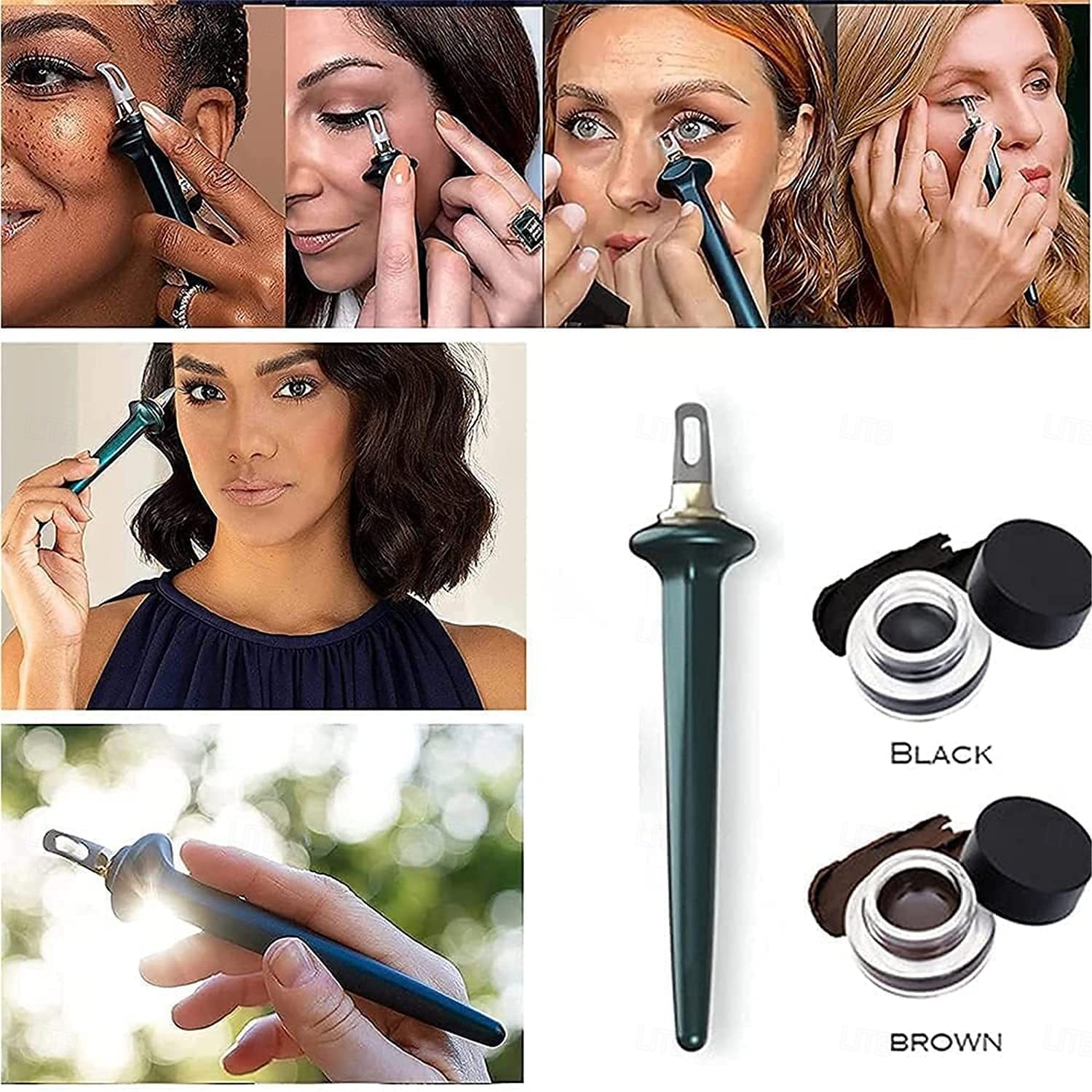 arcbelle Eyeliner-Set – Mehrzweck-Make-up-Anwendungstool, leicht aufzutragender Eyeliner-Stift mit Silikon-Tool für präzises Auftragen von Augen und Lippen 2025 - $15.99 –P2