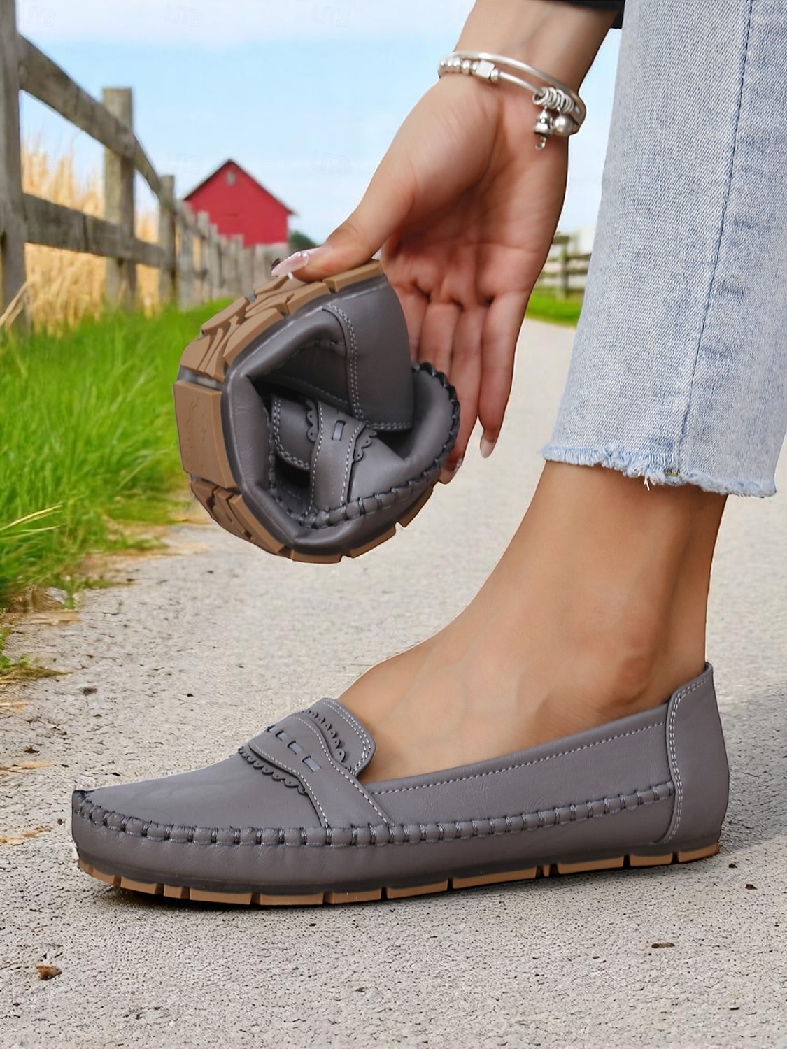 Mocassini grigi da donna – Scarpe pieghevoli morbide con suola antiscivolo per viaggi su strada guida e commissioni quotidiane del 2026 a $24.99 –P4