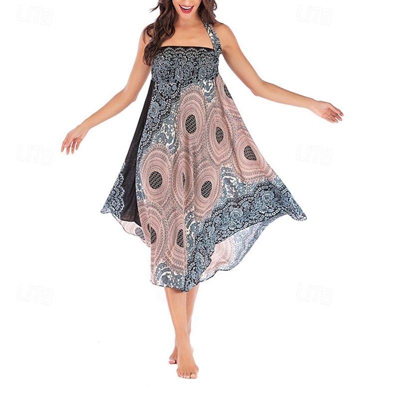 Mujer Falda Línea A Columpio Casual Boho Maxi Alta cintura Faldas Floral Estampado Microelástico Vacaciones Festivos Blanco Vino Azul Real Verde Oscuro Verano Poliéster 2025 - $20.99 –P13