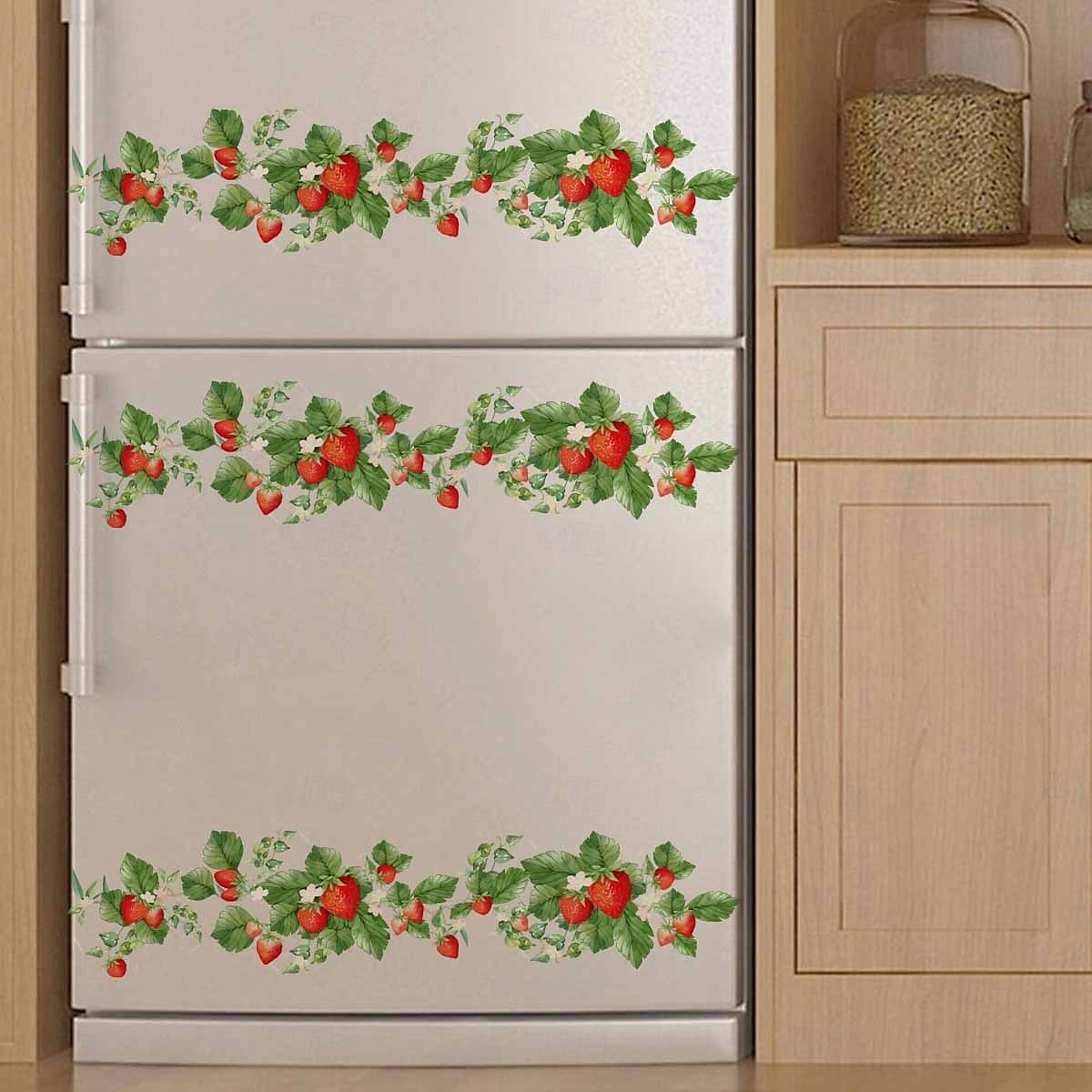 αυτοκόλλητο τοίχου με φρέσκια φράουλα και λουλουδάτο αμπέλι, αυτοκόλλητο διακοσμητικό τοίχου για διακόσμηση φόντου σαλονιού, κουζίνας και υπνοδωματίου 2025 - $7.99 –P4