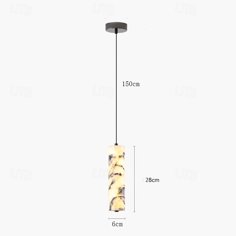 Bvlgari-stil rørformet alabaster-pendel, messing LED til soverom/stue 2025 - $299.99 –P3