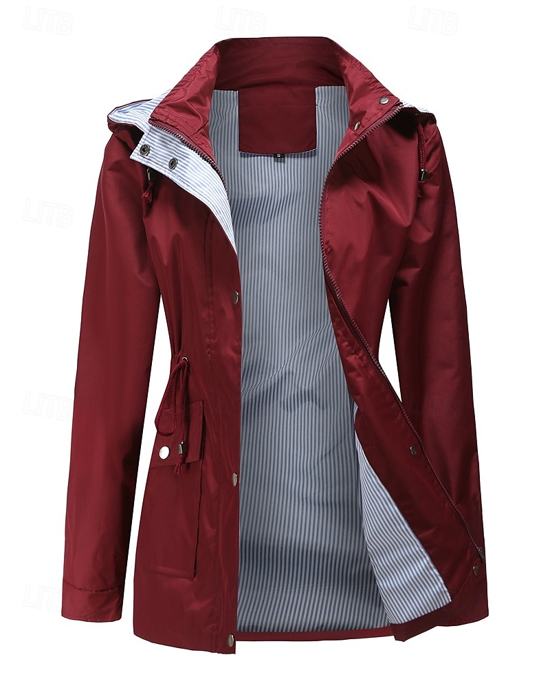 Dam Trenchcoat Håller värmen Bekväm Dragkedja Ficka Mode Utomhus Slät Utekväll Helgen Dragkedja Normal Huva Normal Långärmad Ytterkläder Svart Gul Vin Höst Vinter 2025 - $38.99 –P7