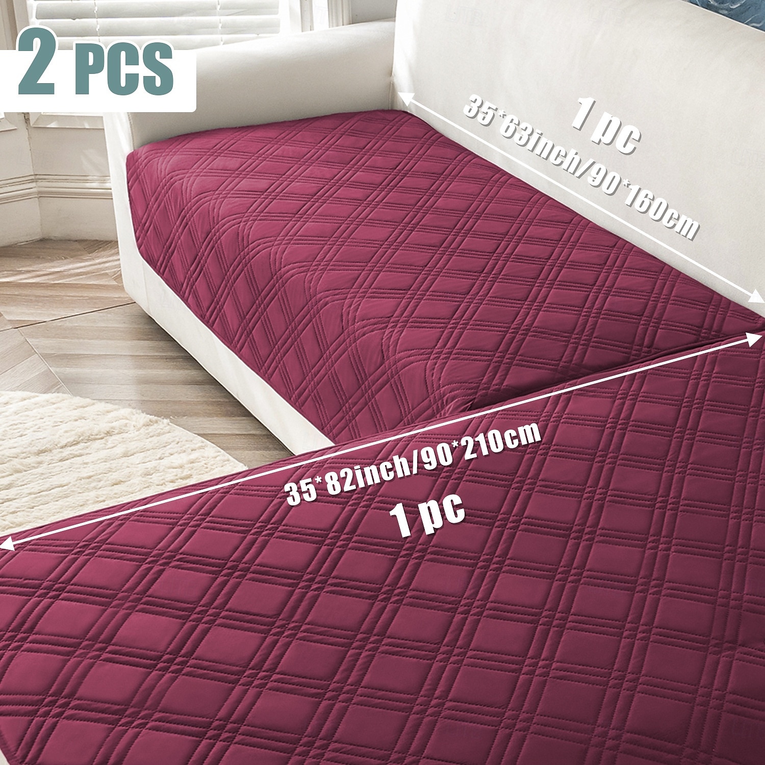 2pcs Modern Geometric L-Shaped Sofa Covers in Blue White Durable, Pet Friendly Couch Protectors with Quilted Design Machine Washable, Fits Sectional Sofas  Sofa Protection Cover Contemporary Sty 2025 - $39.99 –P11