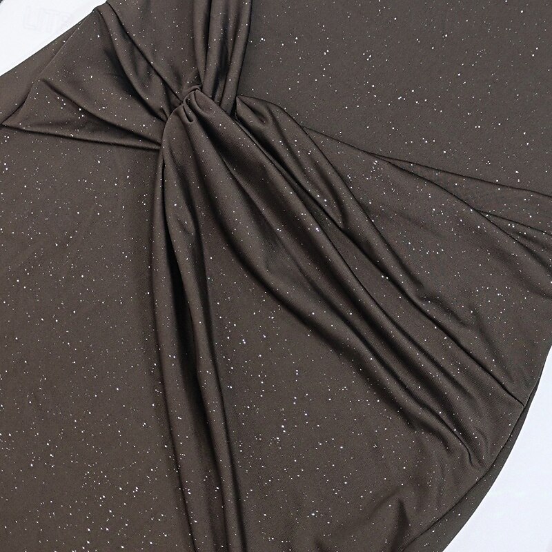 Damen Langes Kleid Maxikleid Abschlussballkleid Partykleid Mode Party Besonderer Anlass Abendgesellschaft Normale Passform Einfach Langarm Kalter Schulter-Ausschnitt Schwarz Purpur Braun Herbst 2025 - $25.99 –P4