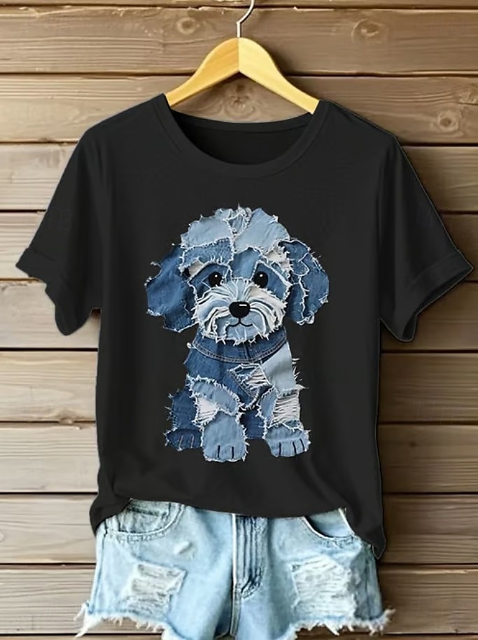 Femmes T-shirt Graphique Animal Chat ancien Élégant Classique Manche Courte Col ras du cou Hauts Réguliers Quotidien Week-end Imprimé Noir Blanche Rose Claire Bleu Vert Été Printemps de 2025 ? €18.89 –P4