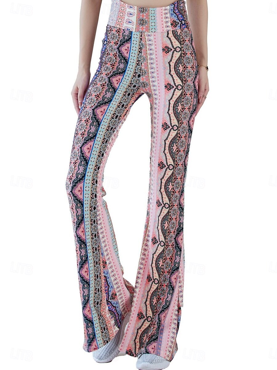 Dame Leggings Årgang Etnisk stil Full lengde Høy Midje Paisly Printer comfy Myk Bekvem Mikroelastisk utendørs Gate Svart Hvit Rosa Blå Sommer Vår Høst Slank Fasong 2025 - $19.99 –P4