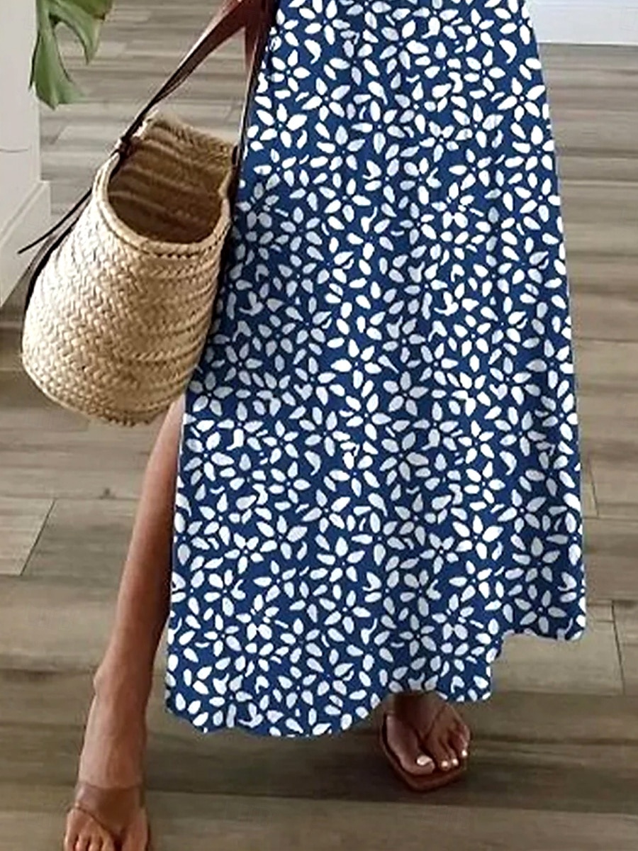 Femmes Robe maxi Robe Décontractée Robe d'Été Robe trapèze Élégant Vacances Occasionnel Fête Plage Coupe régulière Fleuri Graphique Manche Courte Col en V Blanche bleu marine Été Printemps de 2025 ? $28.99 –P6