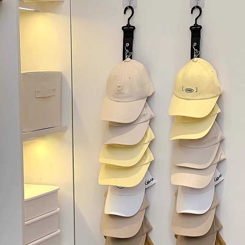 2-pakning hattehylle for vegg eller dør, borefri hatteorganisator for baseballcapser, kroklist for hatteholder over døren, veggmontert hatteoppbevaring for garderobeinngang 2025 - $7.99 –P1