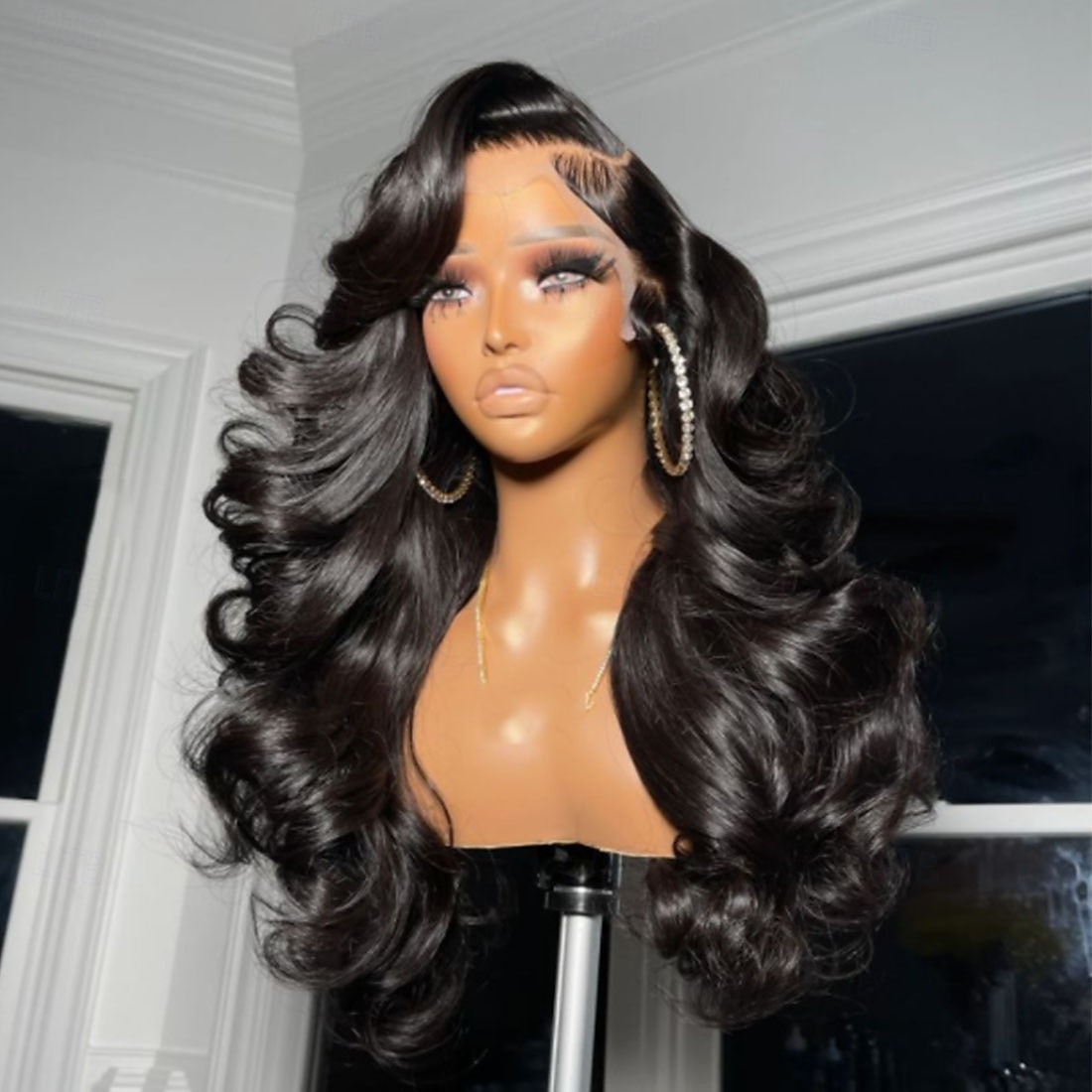 Remy mensenhaar 5x5 Sluiting 4x13 Sluiting Pruik Met pony Braziliaans haar Golvend Zwart Pruik 130% 150% Haardichtheid met babyhaar Natuurlijke haarlijn 100% Maagd lijmloze Pre-geplukt Voor Dames Lang 2025 - $241.59 –P1