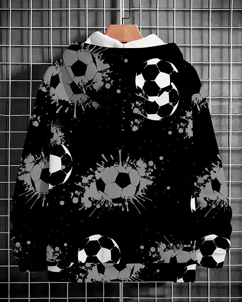 Pojkar 3D Fotboll Huvtröja Långärmad Vår Höst Mode Streetwear Barn 4-12 år Huva Utomhus Ledigt Dagligen Normal 2025 - $18.99 –P2