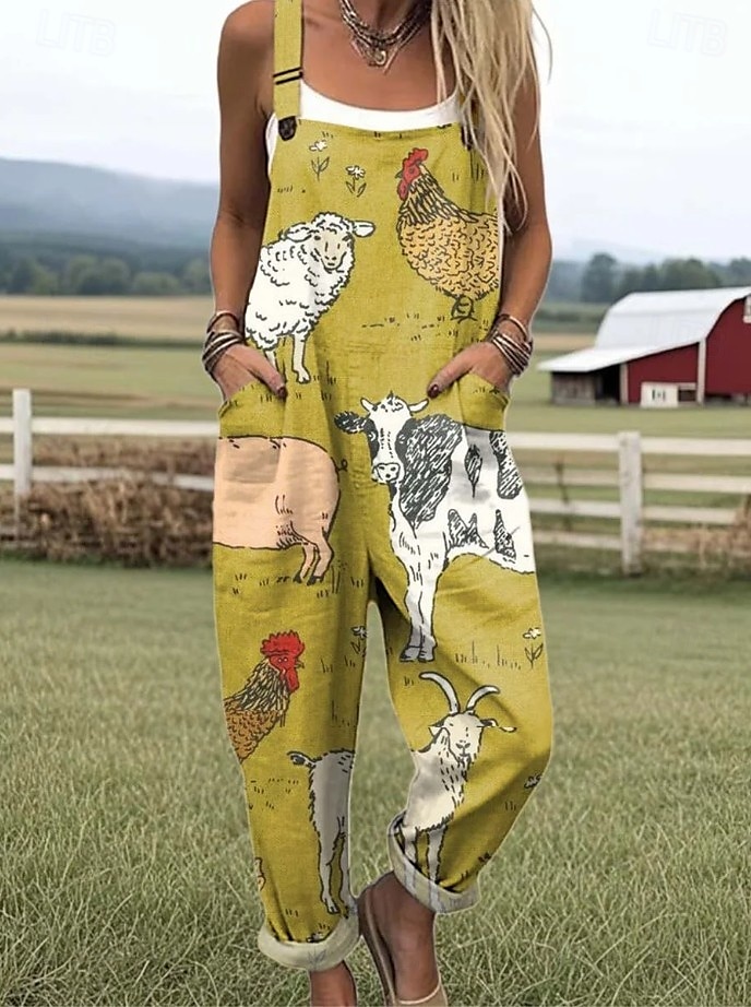 Femmes Combishort Actif Graphique Sans manches Boutons Vacances Rue Coupe Ample Blanche Jaune Vert Été de 2025 ? $34.99 –P2