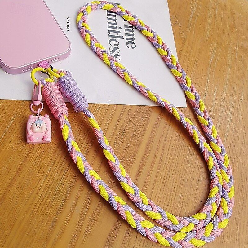 Nuova tracolla con tre fili a coda di cavallo, cordino per cellulare da donna, anti smarrimento, cordino robusto con ciondolo a forma di cartone animato, cordino lungo per cellulare. del 2025 a $10.99 –P3