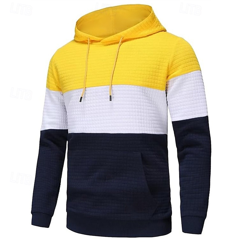 Hombre Sudadera Blanco Amarillo Vino Verde Ejército Caqui Con Capucha Bloque de color Bolsillo Con Texturas Deporte Diario Festivos Poliéster Ropa de calle Básico Casual Primavera Otoño Ropa 2025 - $20.99 –P10