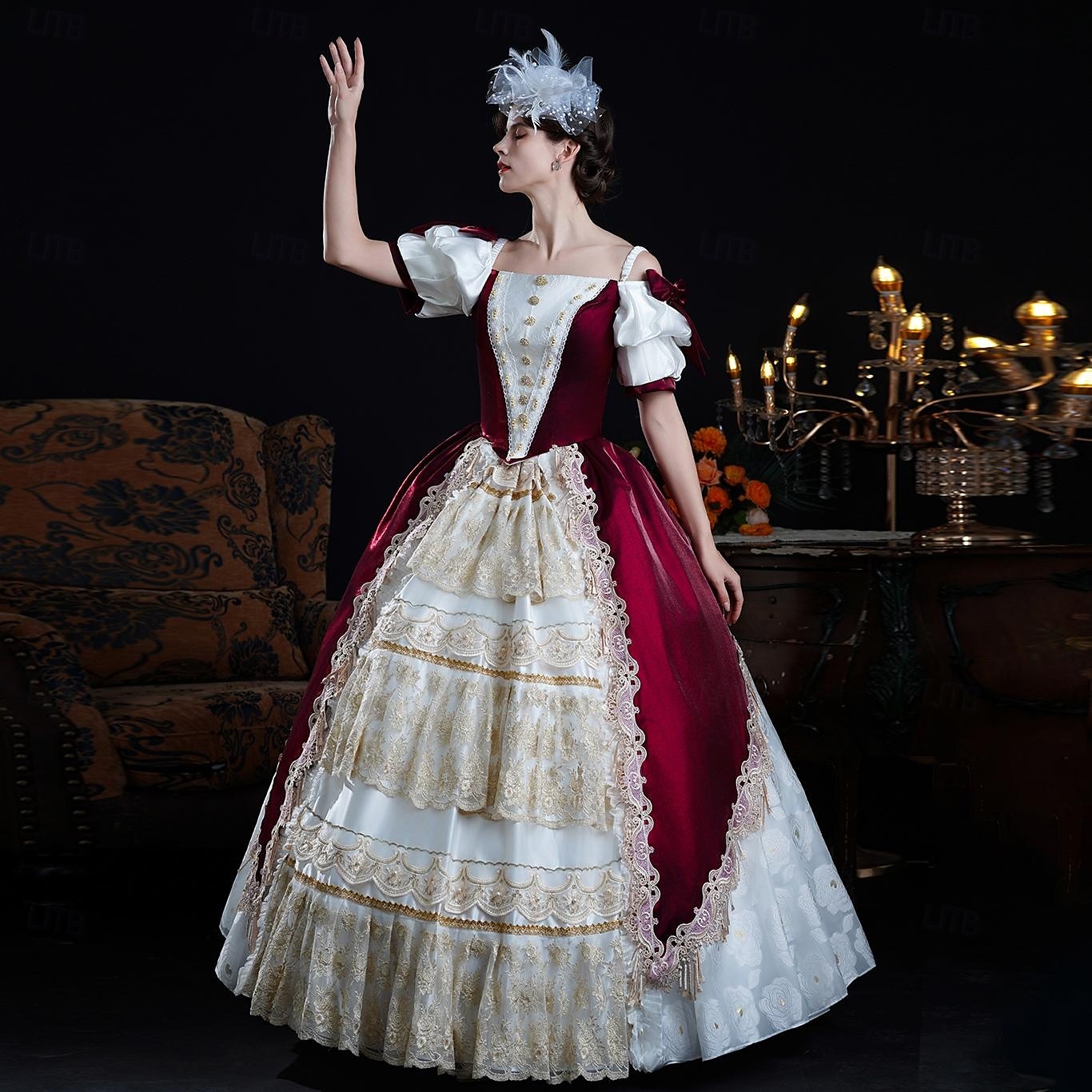 Vintage Rokoko Renässans Maxi Klänningar Vanligt Juliet ärm Prinsessa Brud Plisserad Med volanger Prinsessa Rund hals Dam Halloween Karnival Maskerad Prestanda Fest Halloween Vuxen Alla årstider 2025 - $356.59 –P2