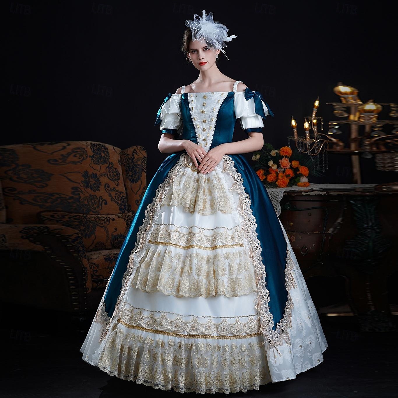 Vintage Rokoko Renässans Maxi Klänningar Vanligt Juliet ärm Prinsessa Brud Plisserad Med volanger Prinsessa Rund hals Dam Halloween Karnival Maskerad Prestanda Fest Halloween Vuxen Alla årstider 2025 - $356.59 –P8