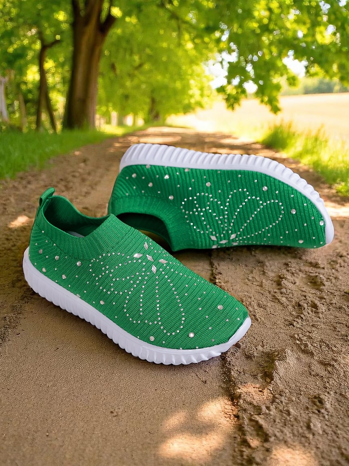 naisten punaiset flyknit-kävelykengät – kevyet ja hengittävät lenkkarit ulkoiluretkille, matkustamiseen ja puutarhatöihin 2025 - $19.99 –P1