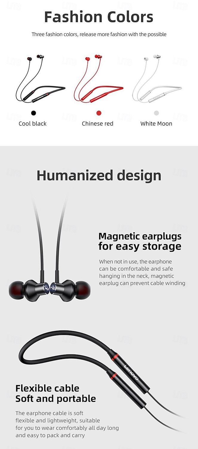 Origial Lenovo HE05X Bluetooth 5.0 Magnetic Absorption In-ear Design Earphones Skin-touching Headset HiFi Sound Headphones 2025 - $18.99 –P7