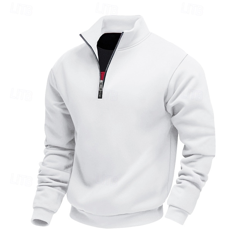 Men's Sweatshirt Quarter Zip Sweatshirt Apricot Black White Wine Red Half Zip Plain Sports & Outdoor Daily Holiday Polyester Streetwear Basic Casual Summer Spring Clothing Apparel Hoodies Sweatshirts  2026 - $28.99 –P4