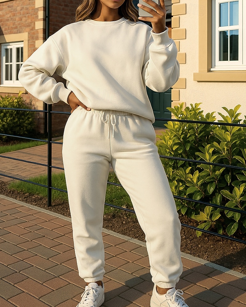 Per donna Tuta da Ginnastica Pantaloni da Tuta Felpa pullover Tasca Tinta unita Completo Abbigliamento Primavera Autunno Nero Bianco Palestra Allenamento Corsa Antivento Manica Lunga Sport del 2026 a $31.99 –P4